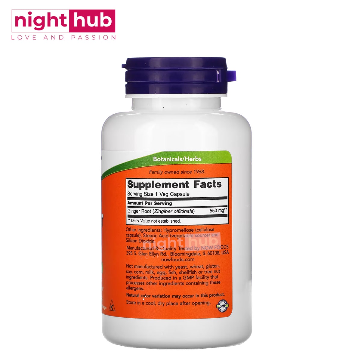 اقراص جنجر لدعم الصحة العامة NOW Foods, Ginger Root 550 ملجم 100 كبسولة