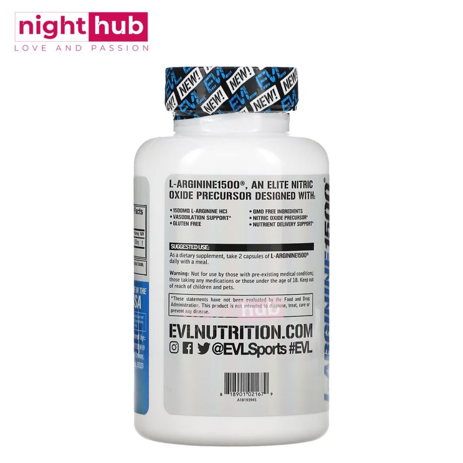 الارجنين كبسولات لتحسين الصحة العامة L - Arginine 1500 EVLution Nutrition 100 كبسولة