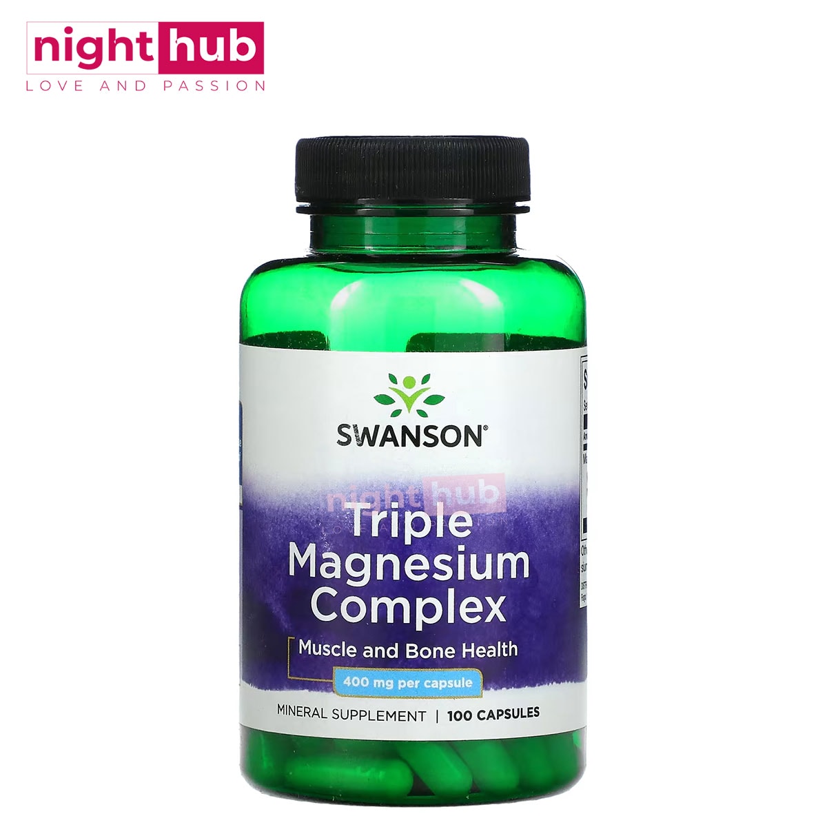 حبوب تريبل ماغنيسيوم كومبلكس لتحسين صحة العظام والعضلات Swanson, Triple Magnesium Complex 400 ملجم 100 كبسولة