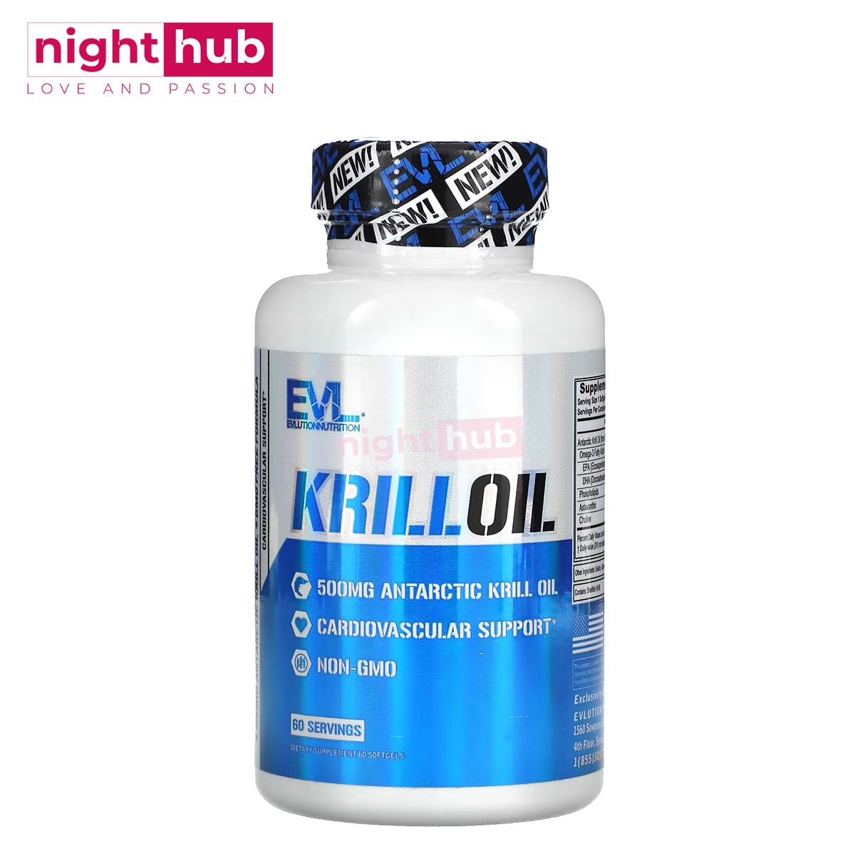 حبوب زيت الكريل القطبي الجنوبي لعلاج الالتهابات EVLution Nutrition Krill Oil capsules 500 ملجم 60 قرص
