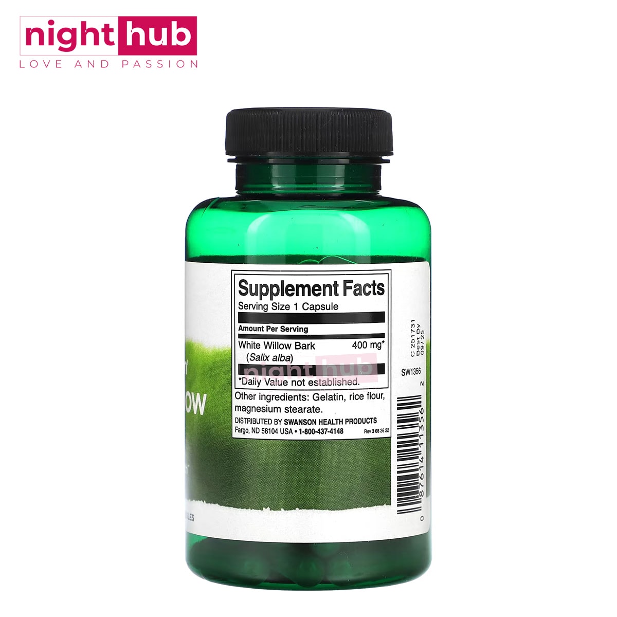حبوب لحاء الصفصاف الابيض لتحسين صحة المفاصل والعضلات Swanson Full Spectrum White Willow Bark 400 ملجم 90 كبسولة 1 حبوب لحاء الصفصاف الابيض لتحسين صحة المفاصل والعضلات Swanson Full Spectrum White Willow Bark 400 ملجم 90 كبسولة