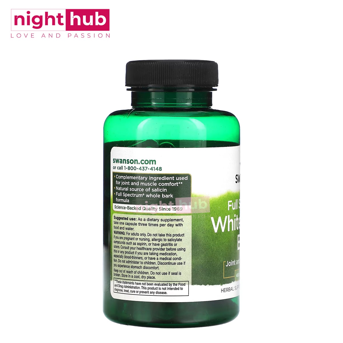 حبوب لحاء الصفصاف الابيض لتحسين صحة المفاصل والعضلات Swanson Full Spectrum White Willow Bark 400 ملجم 90 كبسولة 2 حبوب لحاء الصفصاف الابيض لتحسين صحة المفاصل والعضلات Swanson Full Spectrum White Willow Bark 400 ملجم 90 كبسولة