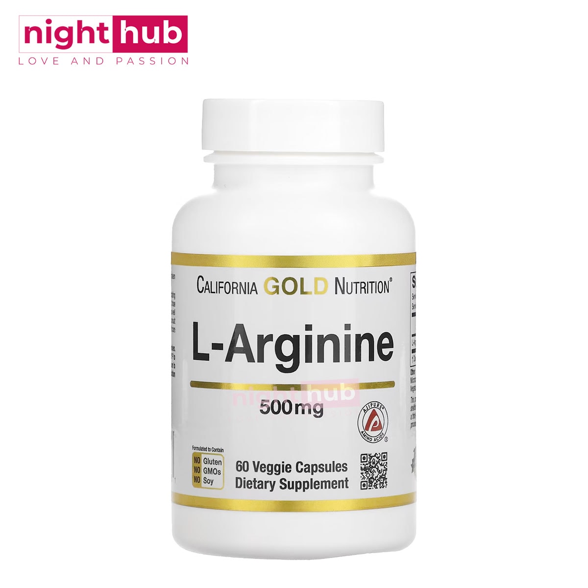 مكمل الارجنين للرجال والنساء 500 ملجم California Gold Nutrition L-Arginine 60 كبسولة