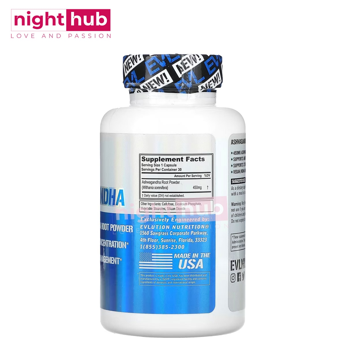 حبوب الاشوغاندا لدعم الصحة العامة EVLution Nutrition Ashwagandha 450 ملجم 30 كبسولة