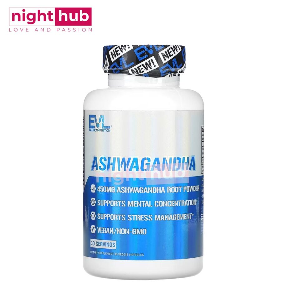 حبوب الاشوغاندا لدعم الصحة العامة EVLution Nutrition Ashwagandha 450 ملجم 30 كبسولة