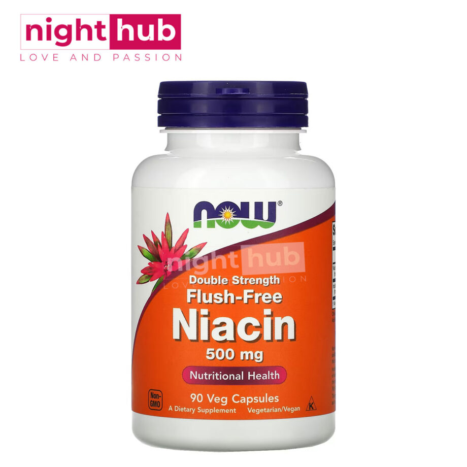 اقراص نياسين فلاش فري 500 ملجم لدعم الصحة العامة NOW Foods, Flush-Free Niacin 90 كبسولة