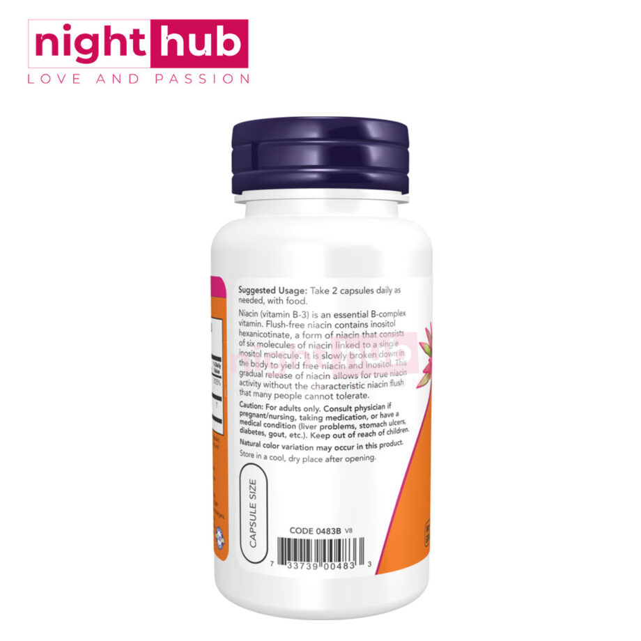 دواء النياسين فلاش 250 ملجم Now Foods Niacin free flush 180 كبسولة