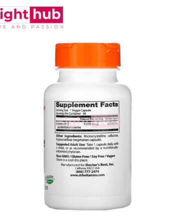 دواء فيتامين ب12 1500 مكجم لتحسين صحة الاعصاب دكتورز بيست Doctor's Best, Fully Active B12 60 قرص