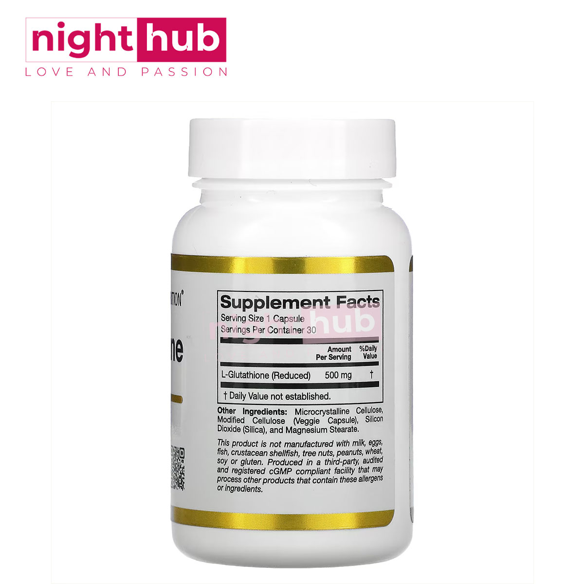 كبسولات الجلوتاثيون 500 ملجم لدعم المناعة California Gold Nutrition, L-Glutathione 30 كبسولة