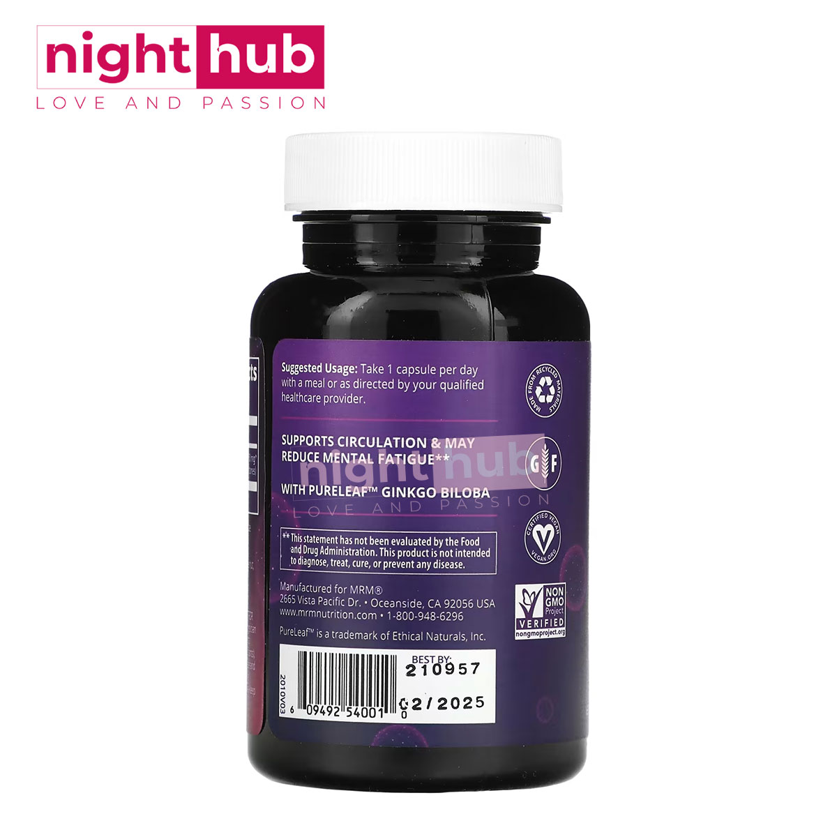 مكمل الجنكة ب للتخلص من الارهاق الذهني MRM Nutrition, Ginkgo B 60 ملجم 60 كبسولة