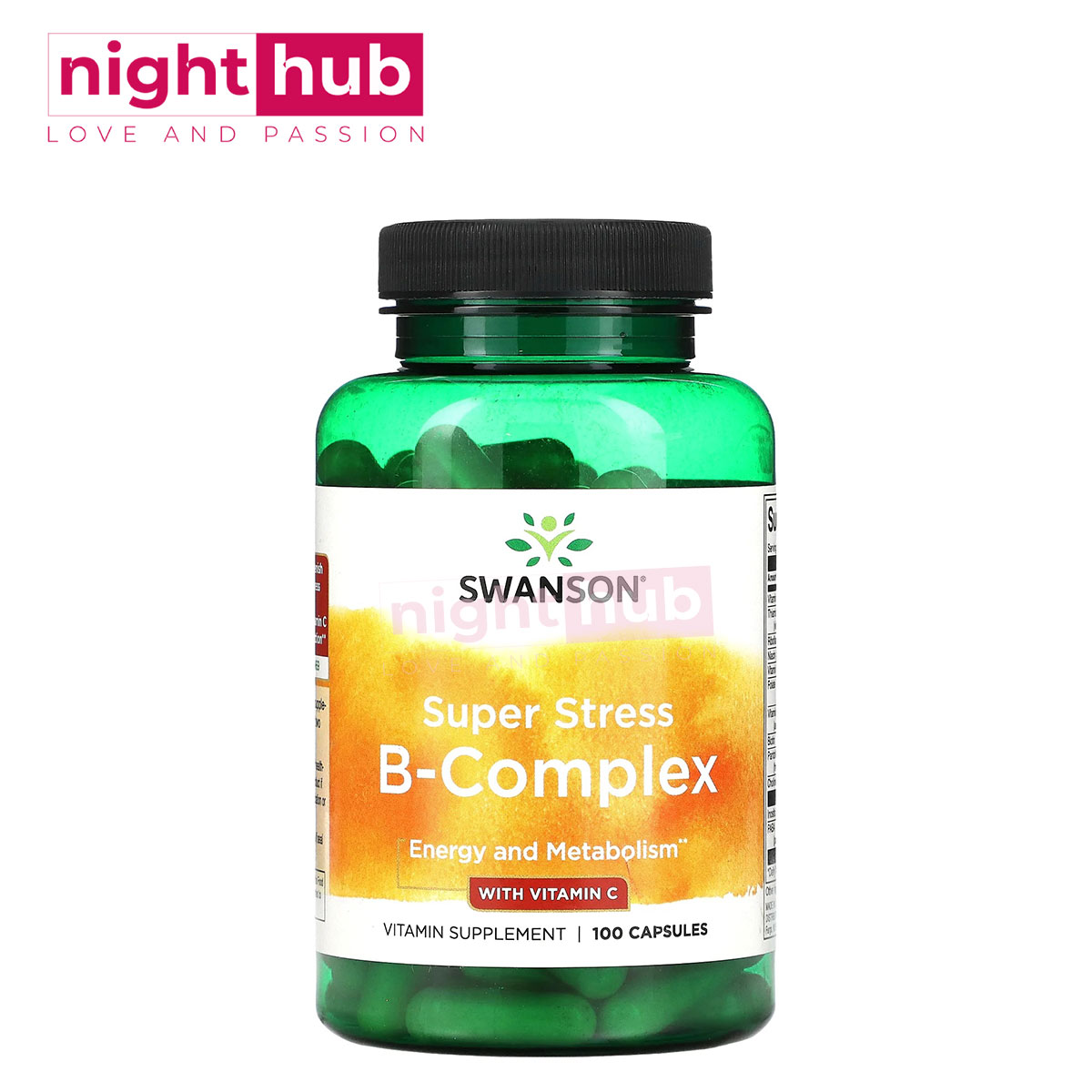 مكمل فيتامين ب المركب مع فيتامين ج للتخلص من التوتر والقلق Swanson Super Stress B Complex With Vitamin C 100 كبسو 2 أفضل فيتامين b complex مع فيتامين ج