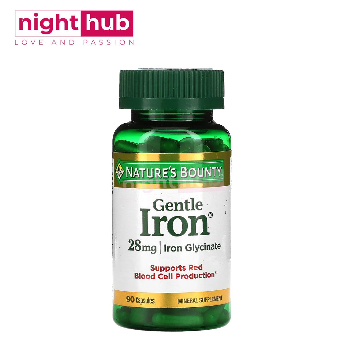كبسولات الحديد جنتل آيرون للتخلص من الانيميا Nature's Bounty, Gentle Iron 28 ملجم 90 كبسولة