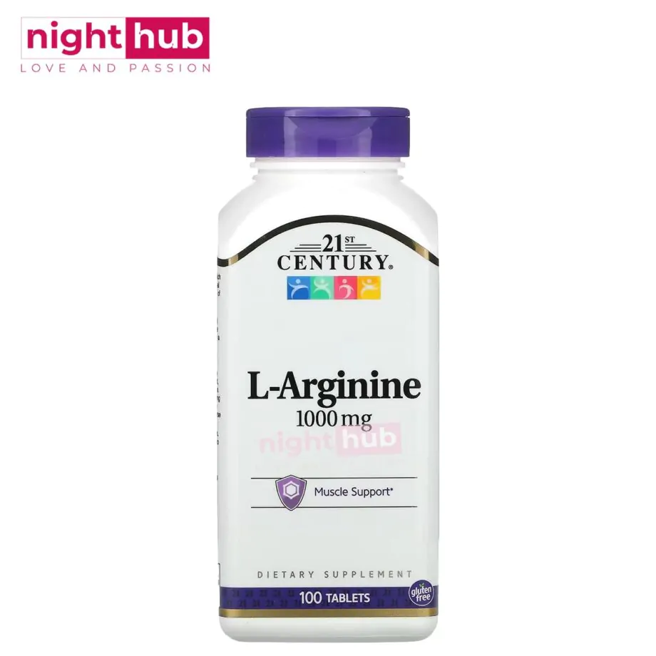 ارجنين مكمل غذائي لدعم صحة الرجال والنساء 1000 ملجم 21st Century, L-Arginine 100 قرص