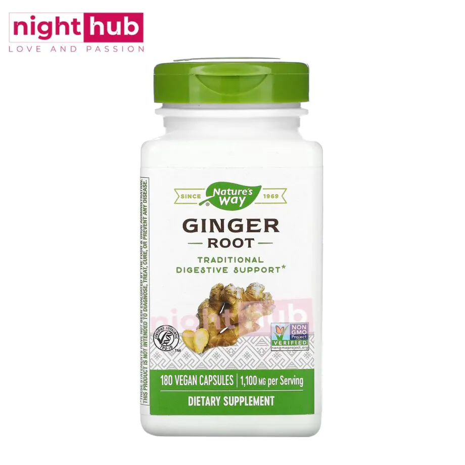 اقراص الزنجبيل للتخلص من اضطرابات المعدة Nature’s Way Ginger Root 1100 ملجم 180 كبسولة