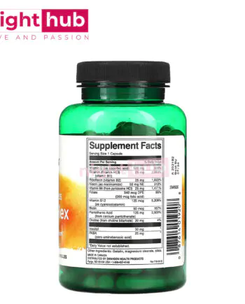 مكمل فيتامين ب المركب مع فيتامين ج للتخلص من التوتر والقلق Swanson Super Stress B-Complex With Vitamin C 100 كبسولة