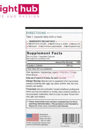 أقراص ناك ن-أسيتيل-ل سيستين 600 ملجم Force Factor NAC 200 قرص